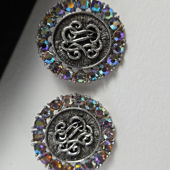 Elegant Silver and Multicolor Aurora  Rhinestones Clip On Earrings - Picture 5 of 15